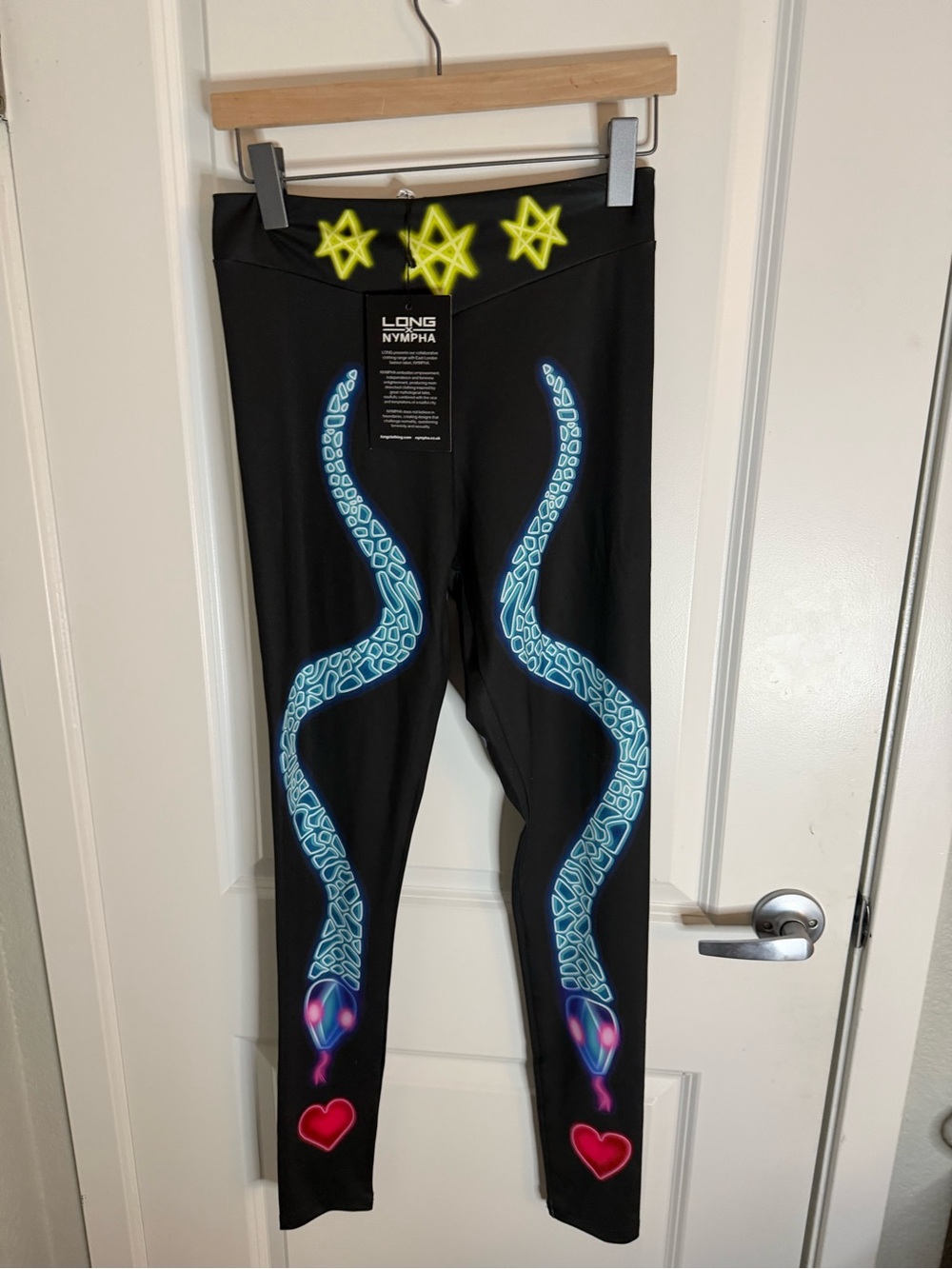 Black Leggings with Blue Snake Print
